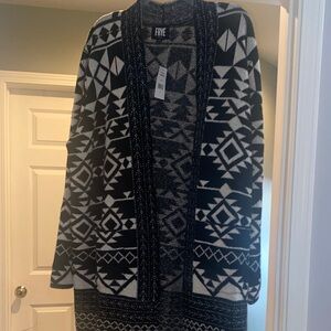 Frye Navy and White Patterned Cardigan